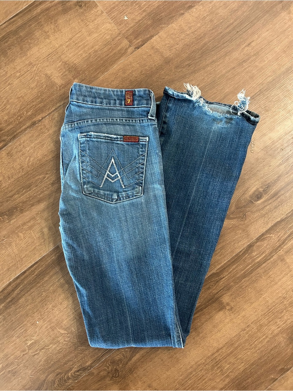 7 For All Mankind Distressed A Pocket Boot-Cut Jeans